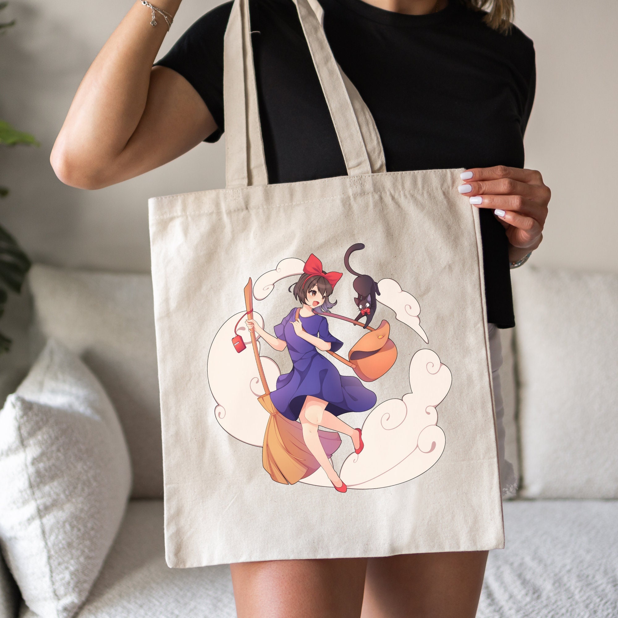 Kiki’s Delivery Service Inspired Kiki and Jiji Canvas Tote Bag