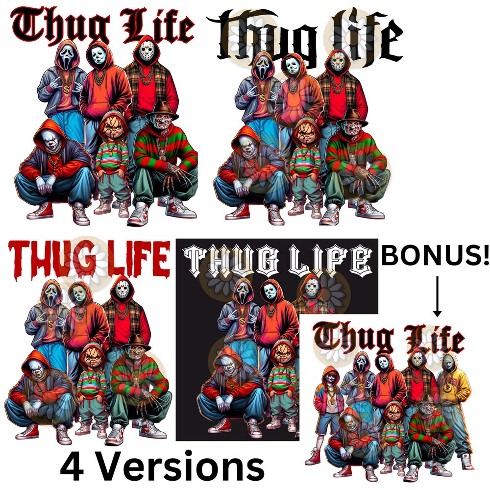 Thug Life png, Horror Movie png, scary movie Halloween Png, serial killer Halloween, Halloween Shirt Design PNG PDF download Web3Shirt