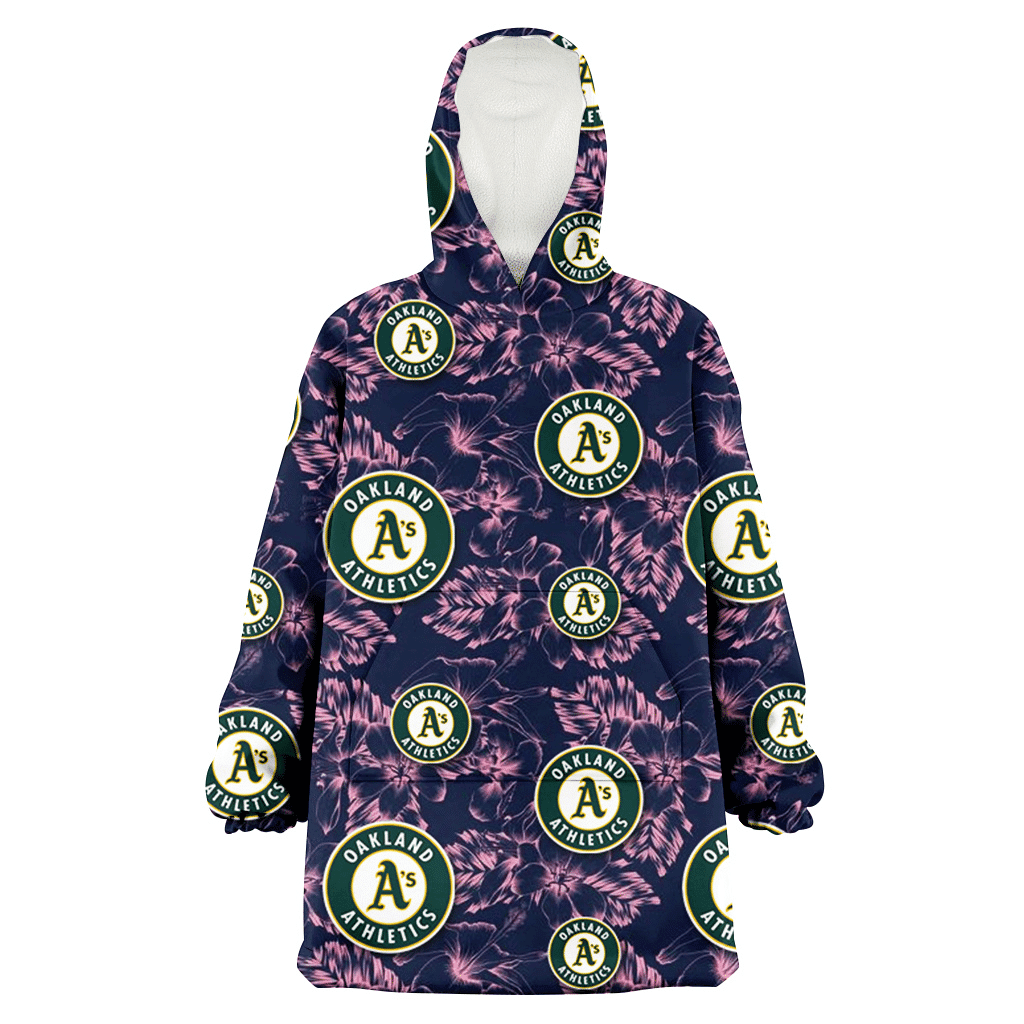 Oakland Athletics Thistle Sketch Hibiscus Dark Slate Blue Background 3D Printed Hoodie Blanket Snug Hoodie