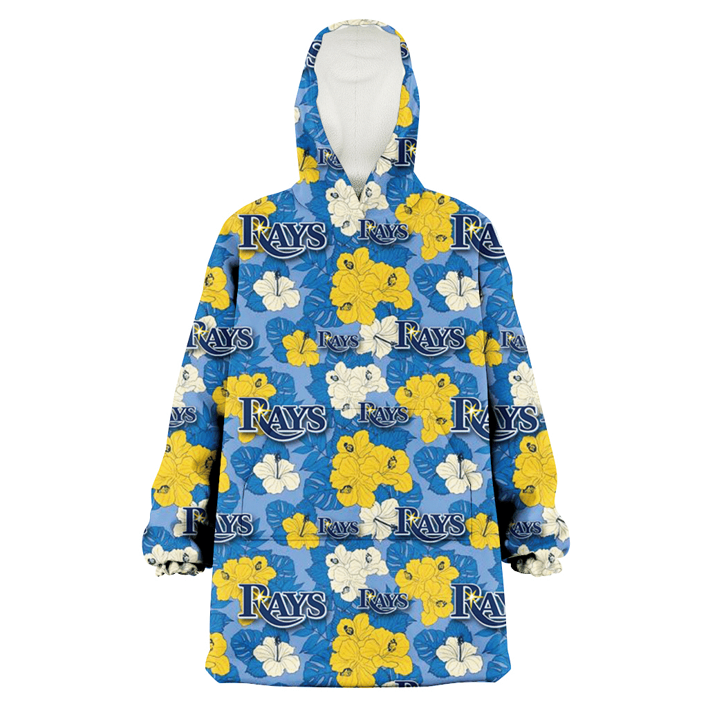 Tampa Bay Rays Yellow White Hibiscus Powder Blue Background 3D Printed Hoodie Blanket Snug Hoodie