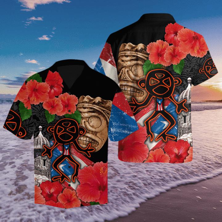 Puerto Rico Sol Taino With Maga Flower Hawaiian Shirt For Men & Women