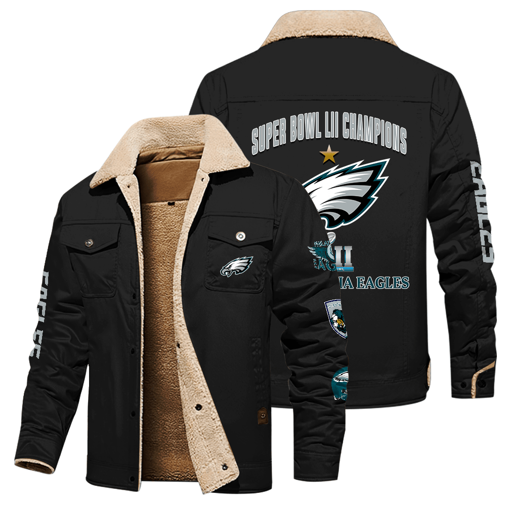 Philadelphia Eagles NFL Super Bowl LII Champions Black Stand Collar Jacket