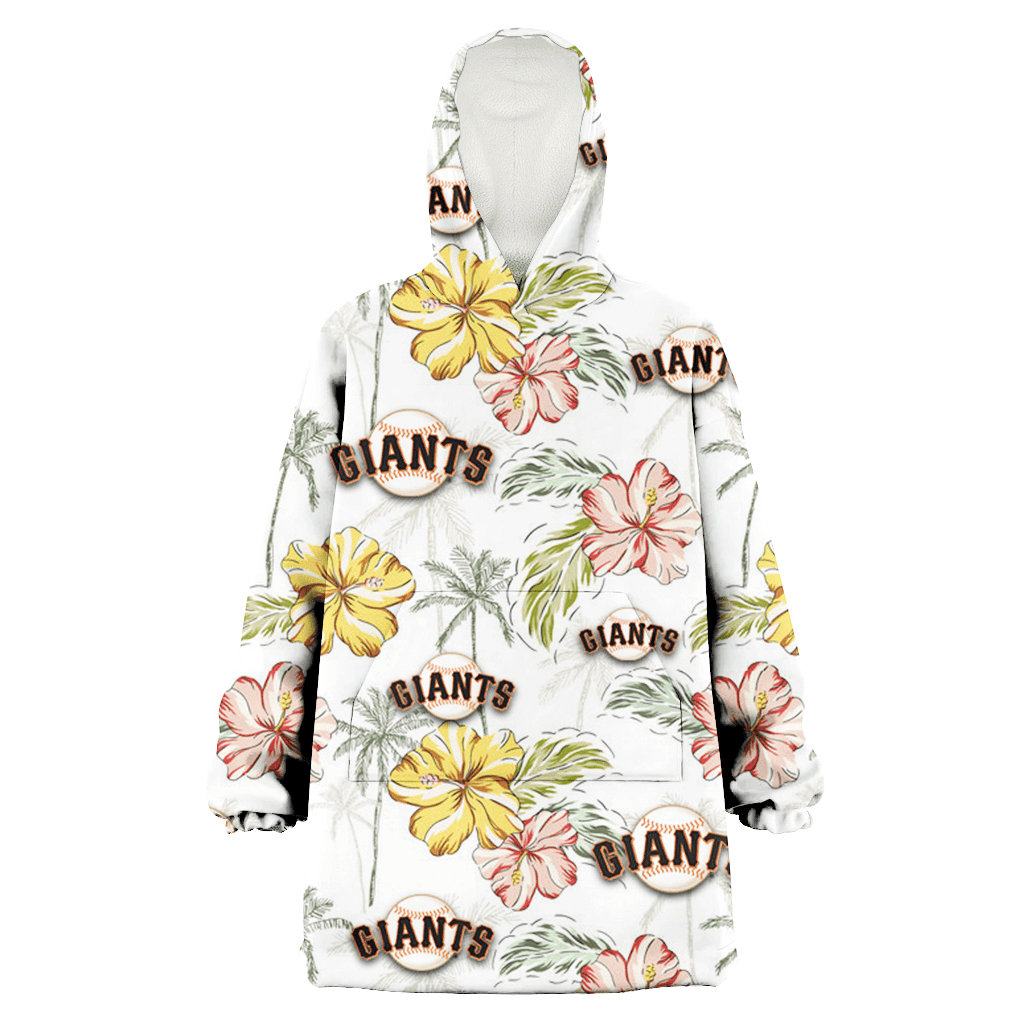 San Francisco Giants Sketch Red Yellow Coconut Tree White Background 3D Printed Hoodie Blanket Snug Hoodie