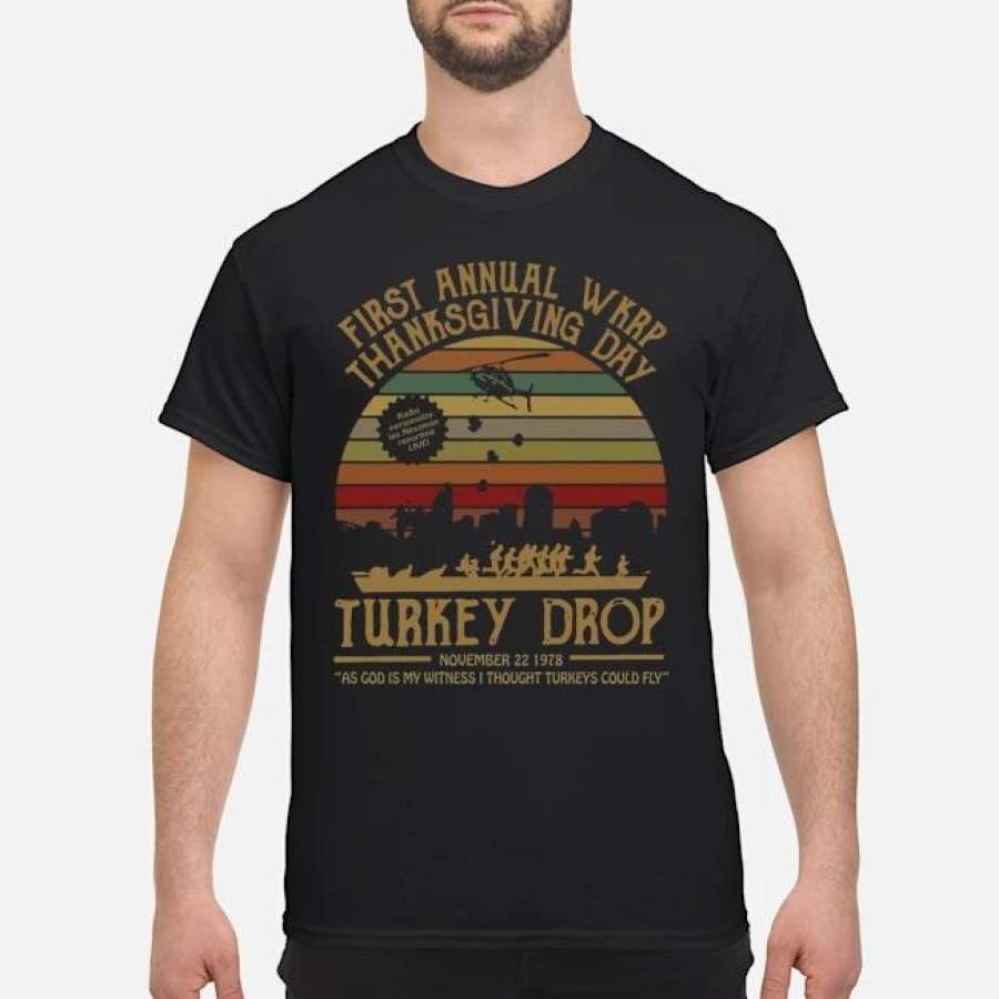 First annual wkrp thanksgiving day Turkey drop sunset vintage shirt