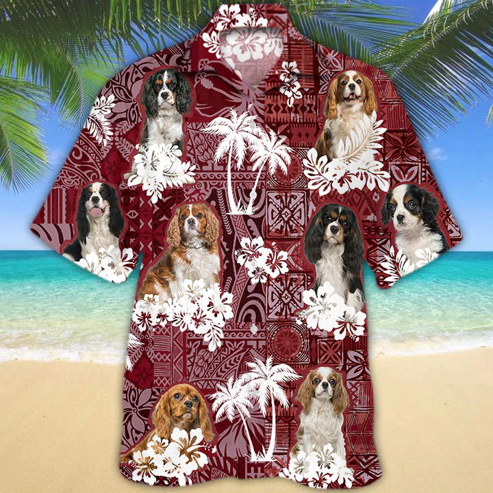 Cavalier King Charles Spaniel Red Hawaiian Shirt, Gift For Dog Lover Shirts, Animal Summer Shirts, Hawaiian Shirt Men