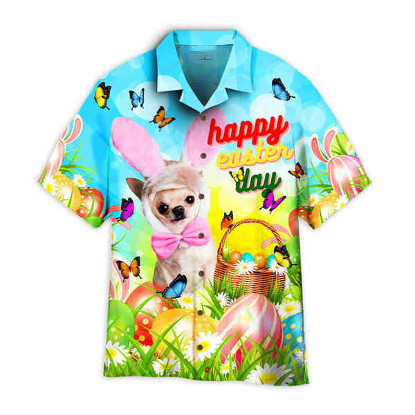 Happy Easter Bunny Chihuahua Dog Hawaiian Shirt Aloha Casual Shirt For Men And Women Hw2048