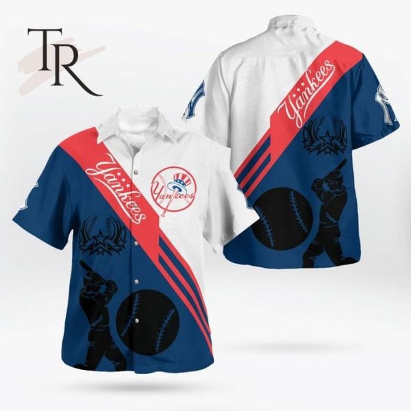 New York Yankees Mlb Baseball Blue Red And White 3D Hawaiian Shirt