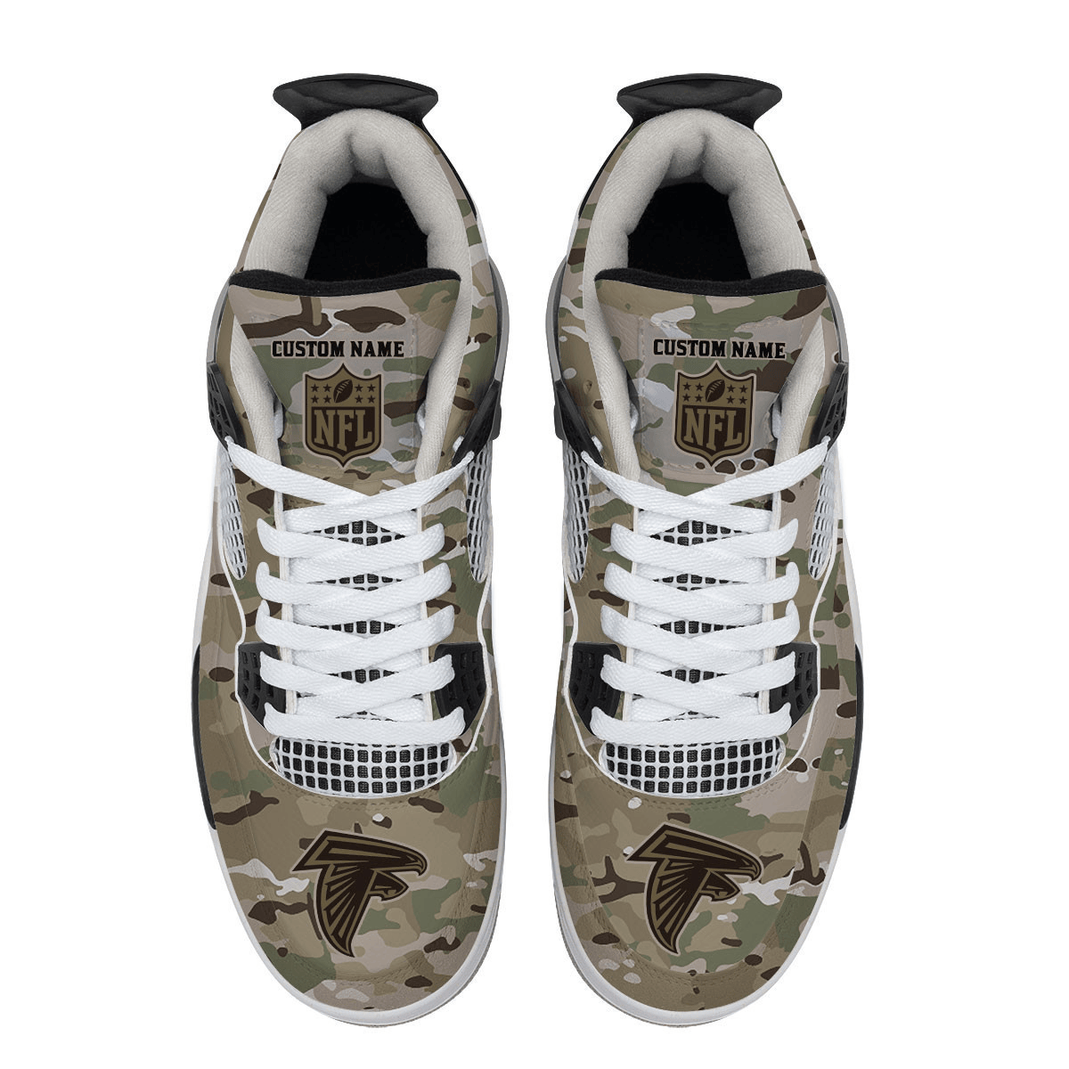 Atlanta Falcons Camo Personalized Air Jordan 4 Sneaker