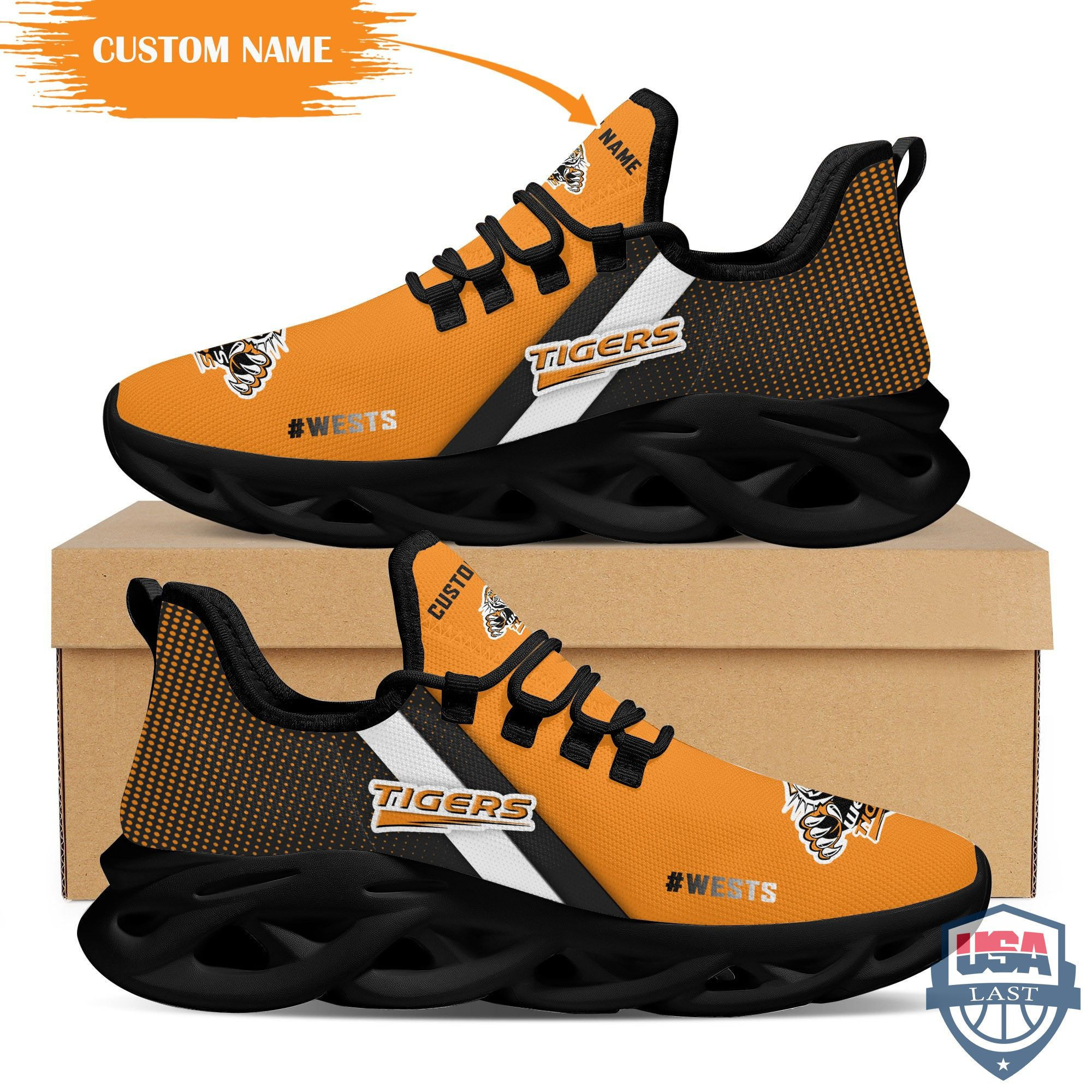 Personalized Wests Tigers Max Soul Shoes