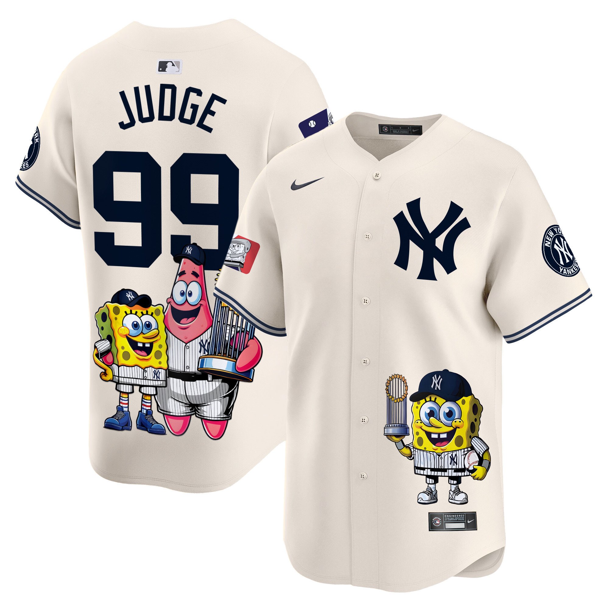 Unisex New York Yankees Spongebob Squarepants Vapor Premier Limited Jersey – Printed