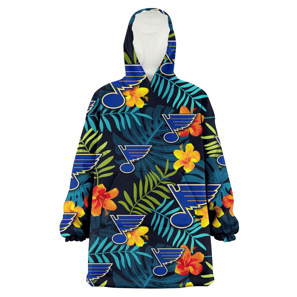 St. Louis Blues Orange Yellow Green Leaf Black Background 3D Printed Hoodie Blanket Snug Hoodie