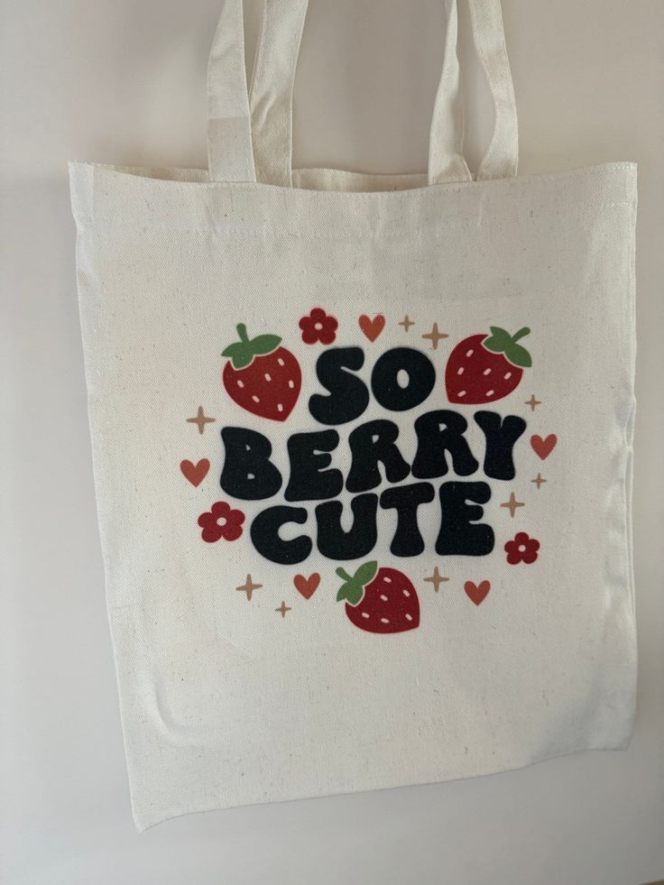 SO BERRY CUTE tote bag- sublimation tote bag- cute tote bags- strawberry tote bag, Best Tote Bags Ideas, Cute Tote Bags Ideas, Tote Bag Design Ideas, Girls Tote Bag, Best Canvas Tote Bags Ideas