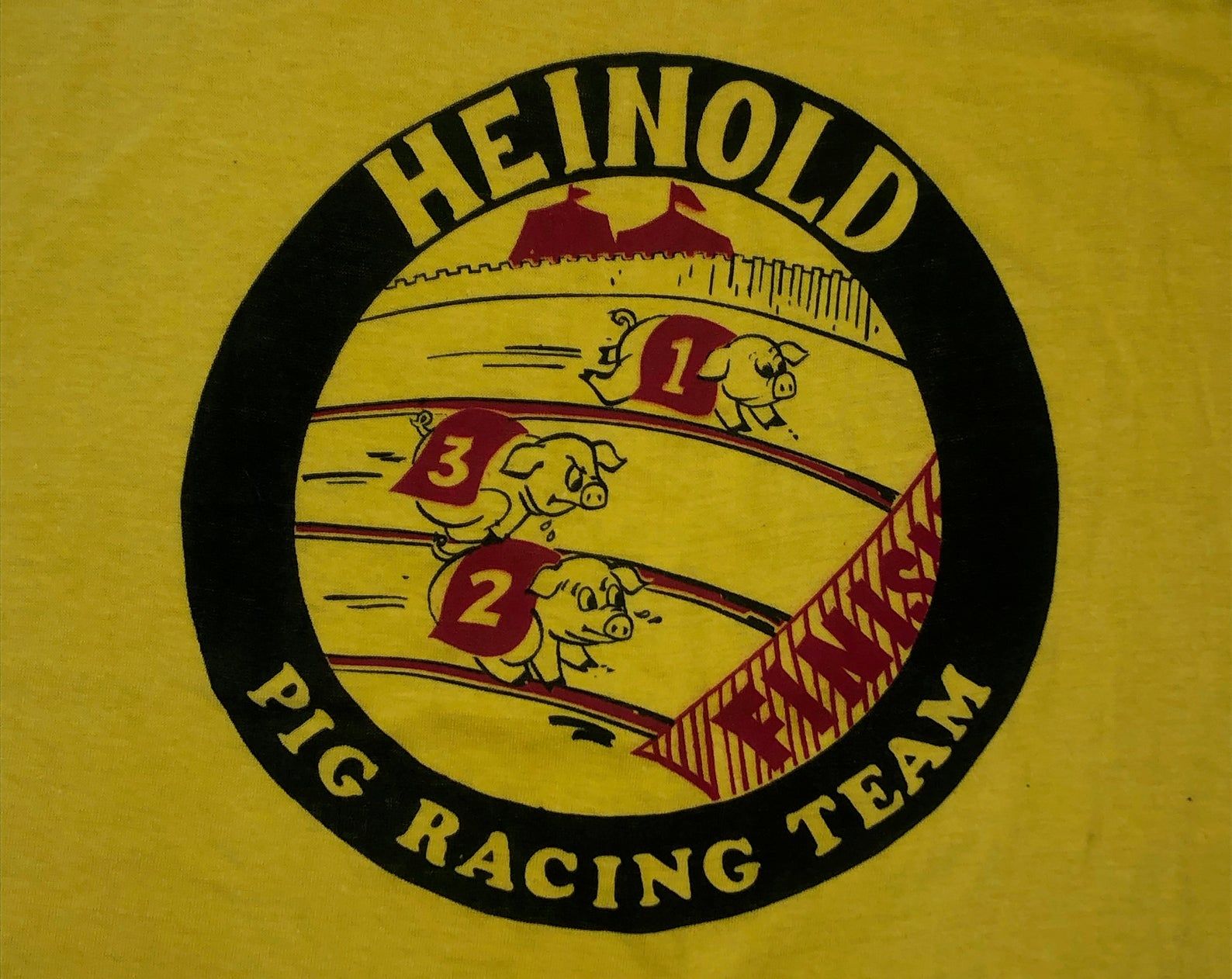 Vintage 1970S Heinold Pig Racing Team T Shirt Soft Thin 70S Single Stitch