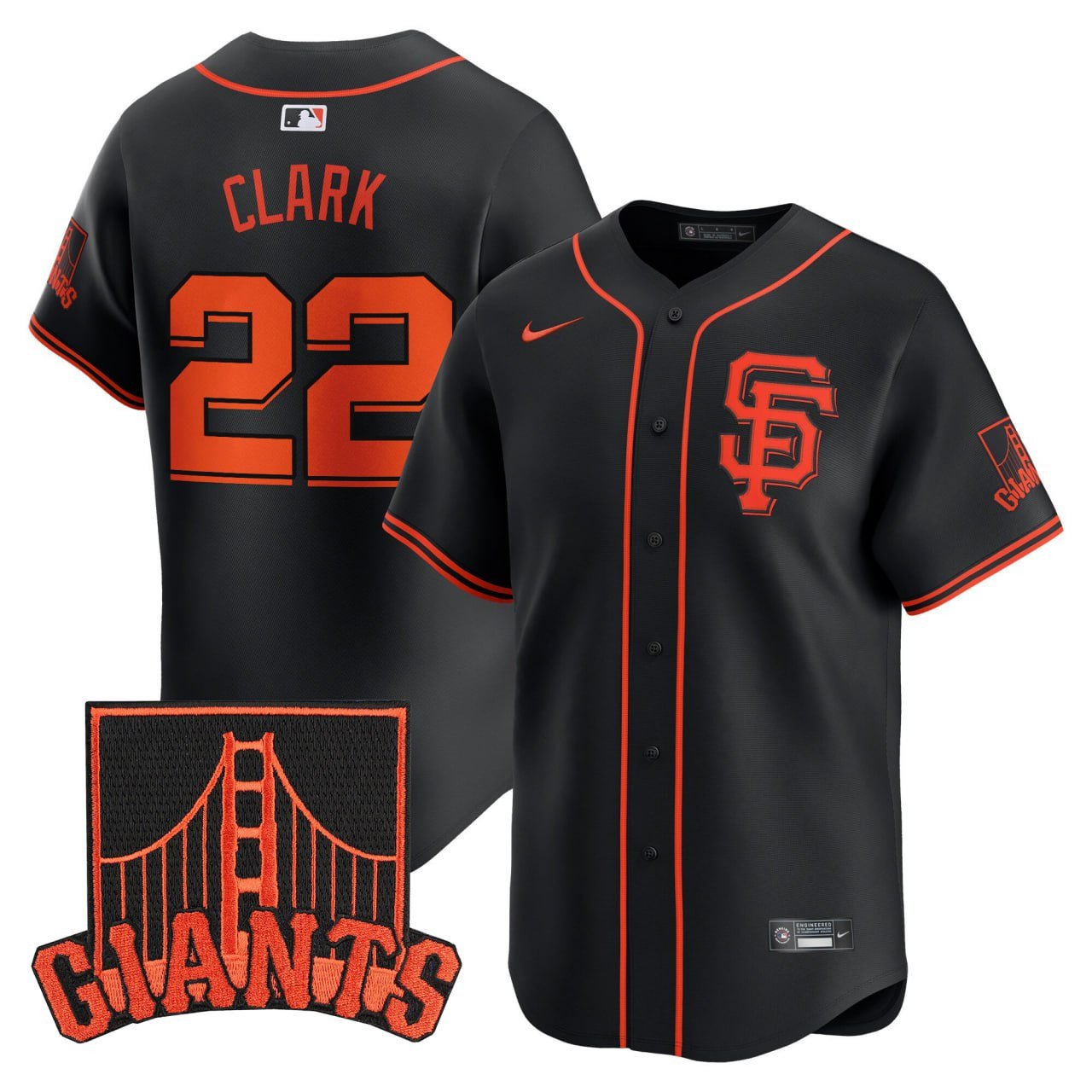 Will Clark San Francisco Giants Golden Gate Bridge Patch Black Vapor Limited Jersey – All Stitched