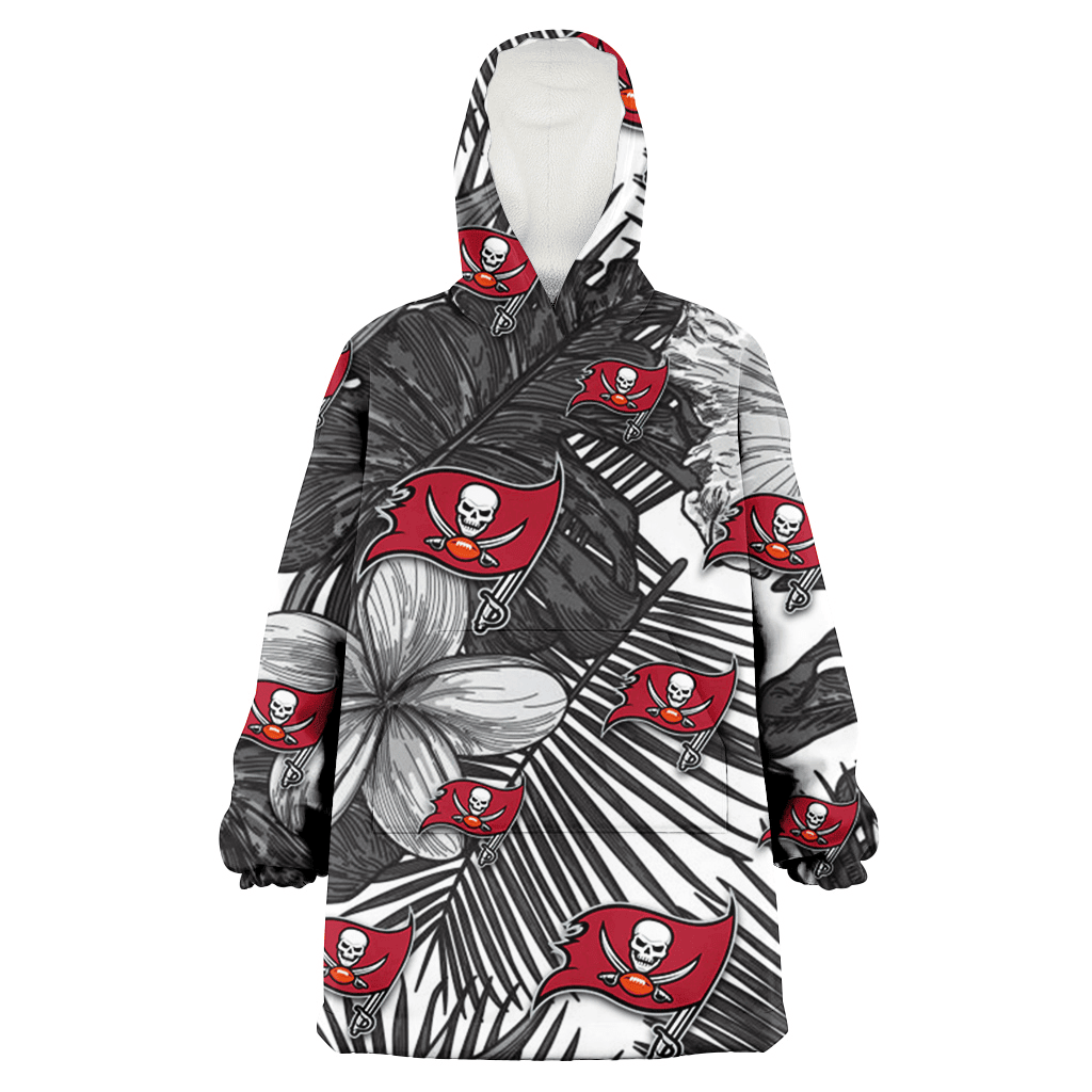 Tampa Bay Buccaneers Grey Sketch Hibiscus Palm Leaf White Background 3D Printed Hoodie Blanket Snug Hoodie