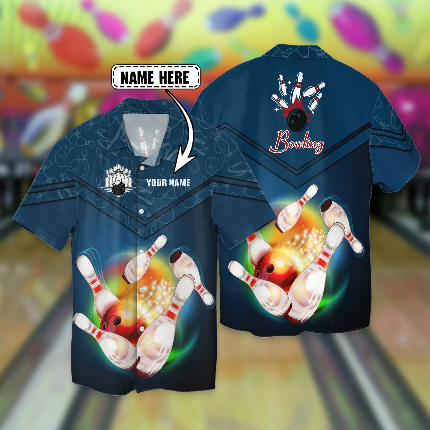 Bowling Ball Hawaiian Shirt, Bowling Ball Aloha Shirt For Men, Vintage Hawaii T-Shirt