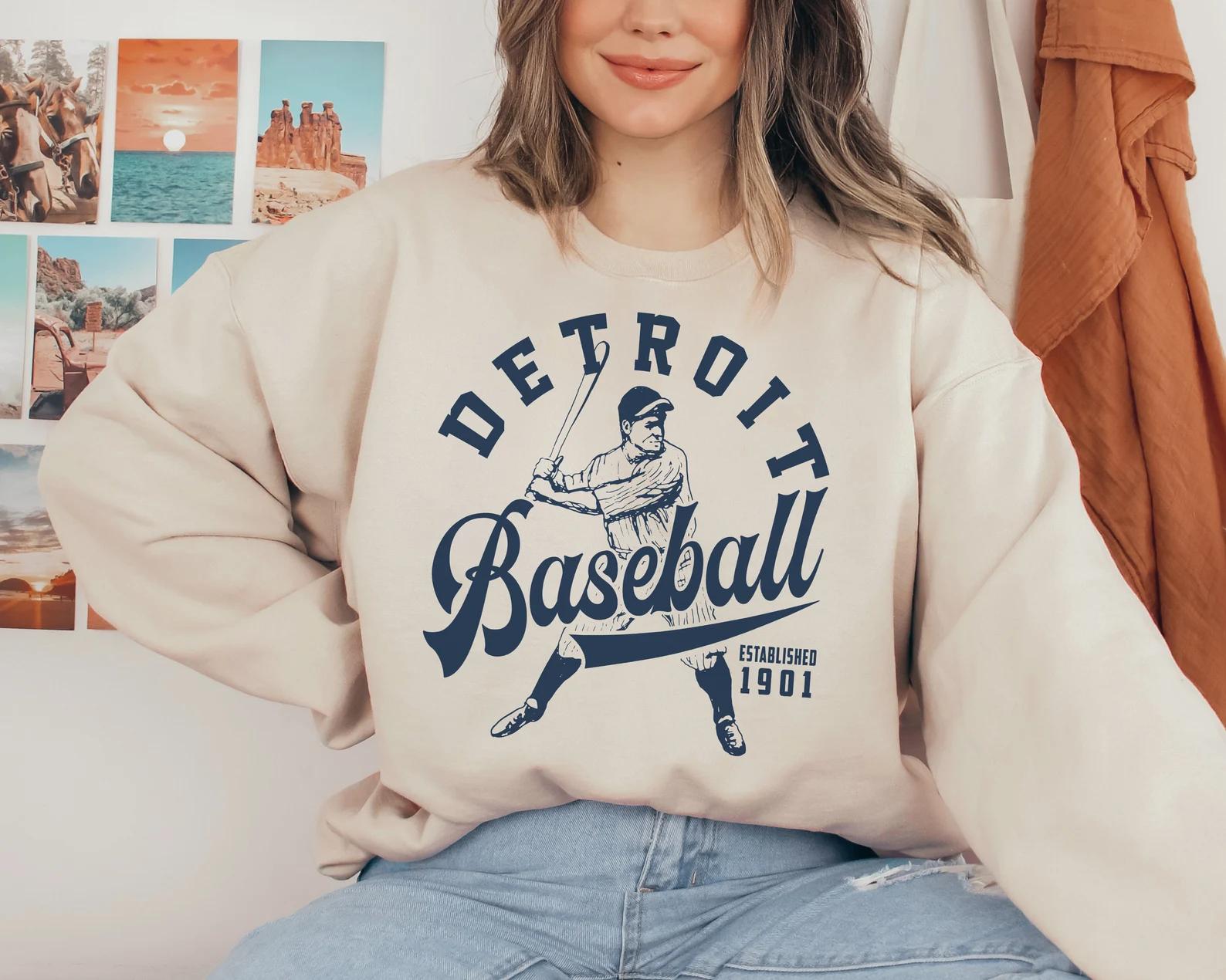 DetroitTiger Crewneck Sweatshirt T-Shirt, Detroit Baseball Shirt, Retro Tigers Shirt