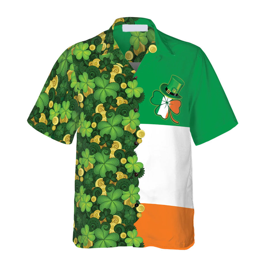 Gold Coins Shamrock Saint Patrick’S Day Irish Ireland Flag Hawaiian Shirt