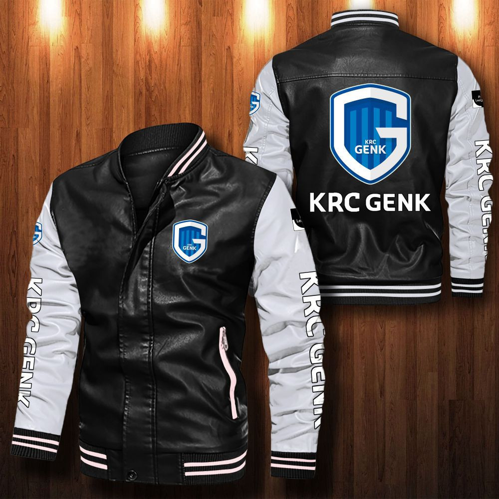 K.R.C. Genk Leather Varsity Jacket Bomber Coat