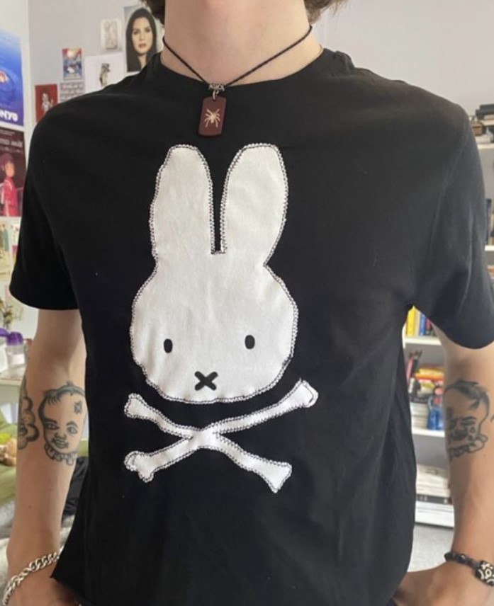 Miffy Bunny Skull Printed Tee Shirt Outfits