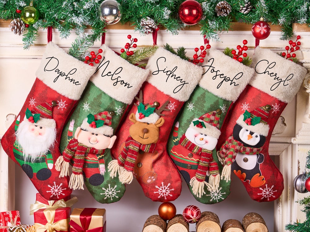 Christmas Stocking Personalized Stockings Christmas Stocking Family Stocking Monogram 3D Christmas Stocking Christmas Gifts Christmas Decor Outfitessentials Blueshirtfarm