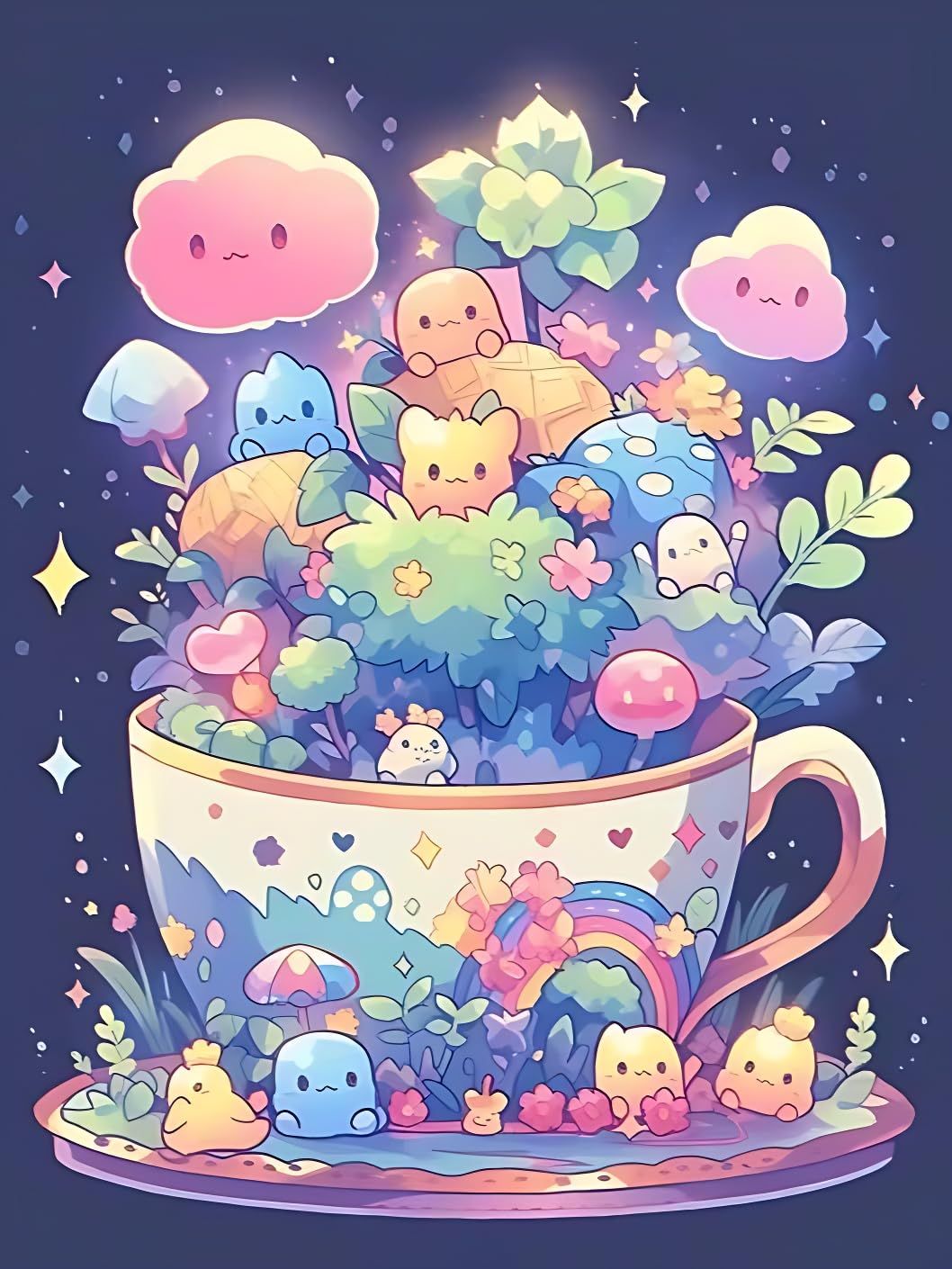 Cute Diamond Painting Kits for Adults-Diamond Art Kits for Cartoon, Cup Gem Art Kits for Adults for Gift Home Wall Decor (12x16inch) fashionstation 0608 2420