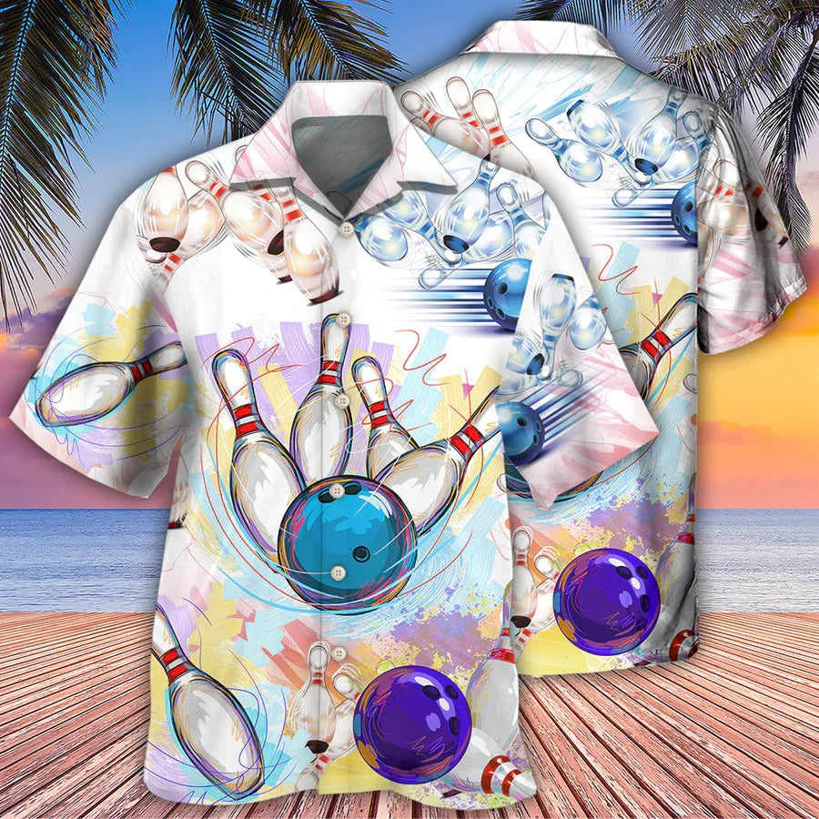 3D Bowling Hawaiian Shirt, Bowling Painting Hawaiian Shirt, Bowling Roll Aloha Shirt For Men – Perfect Gift For Bowling Lovers, Bowlers