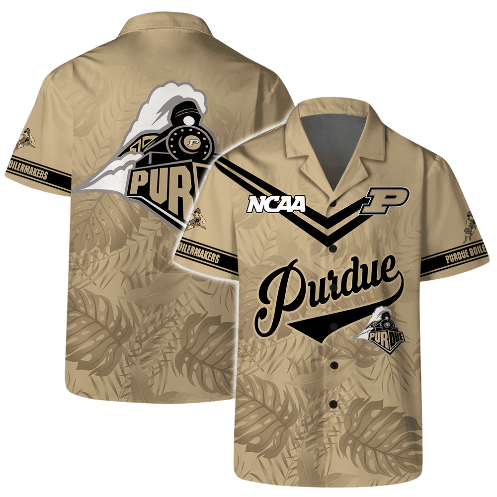 Ncaa Purdue Boilermakers Team Logo On Back 3D Hawaiian Shirt