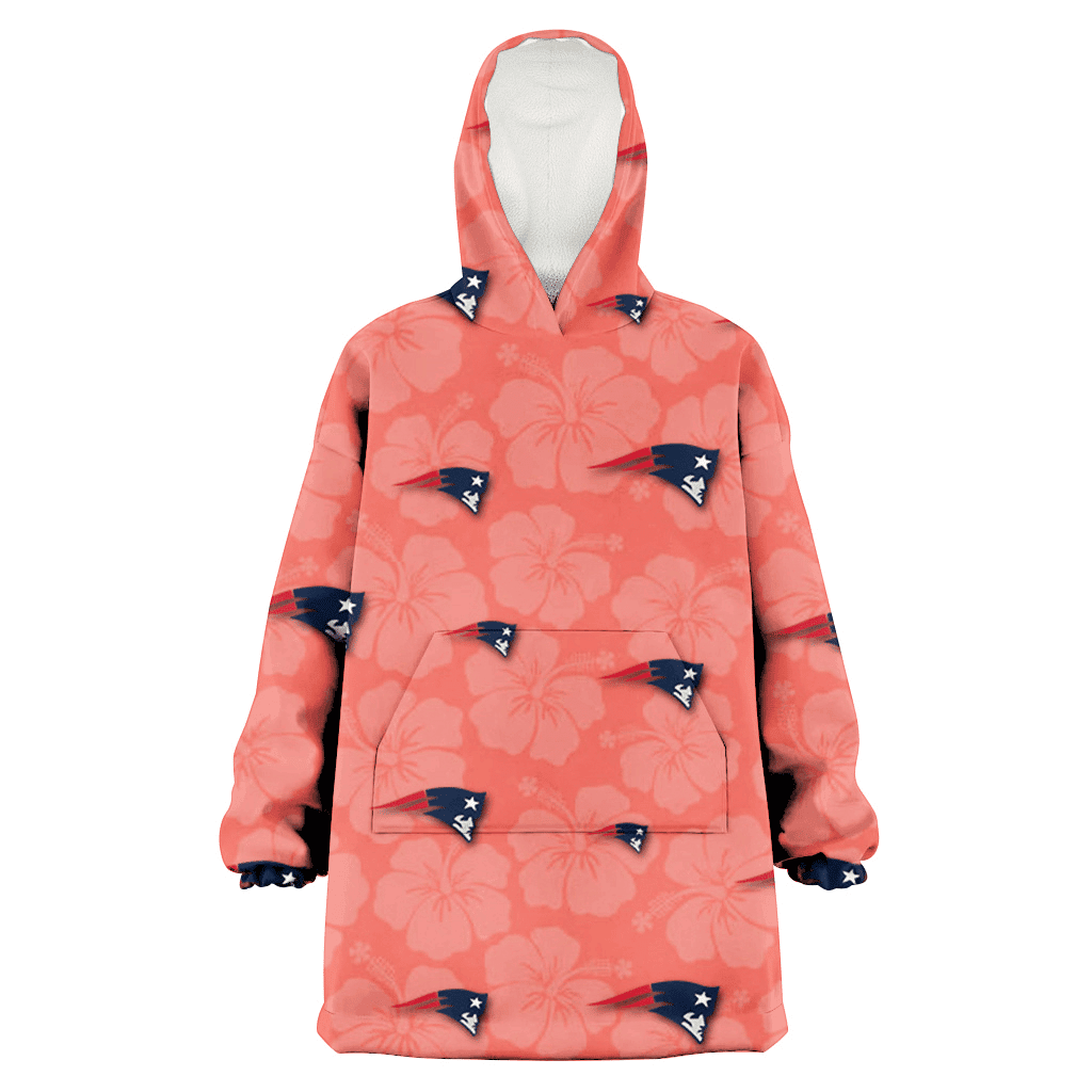 New England Patriots Peach Puff Hibiscus Tomato Orange Background 3D Printed Hoodie Blanket Snug Hoodie