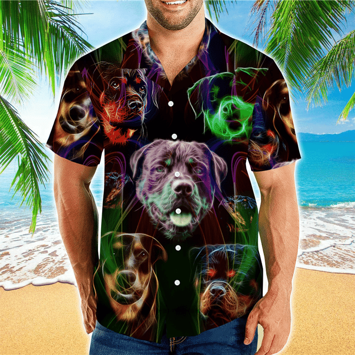 Rottweiler Colorful Tropical Hawaiian Shirt For Men Women, Dog Short Sleeve Hawaiian Aloha Shirt