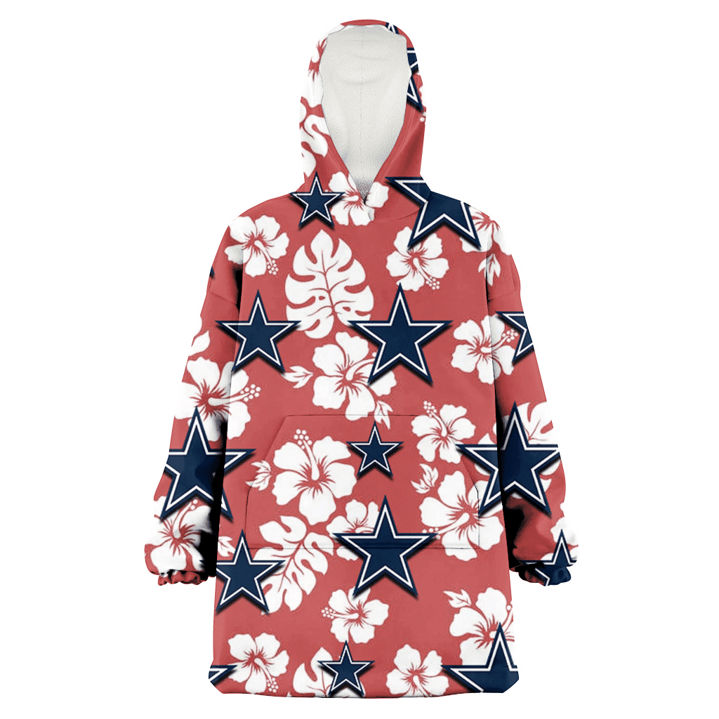 Dallas Cowboys White Hibiscus Indian Red Background 3D Printed Hoodie Blanket Snug Hoodie
