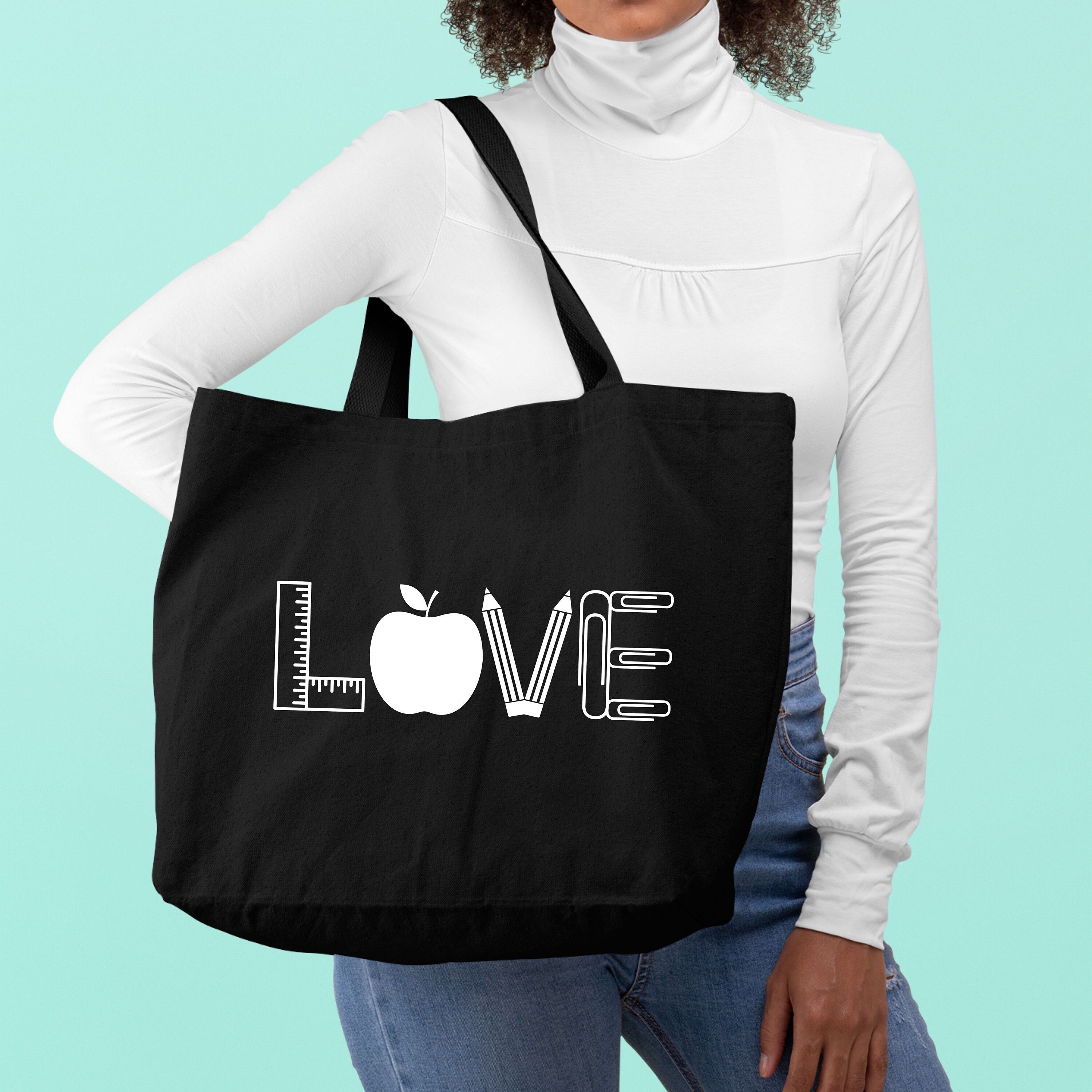 Love Tote Bag, Funny School Tote Bag, Shoulder Bag, Canvas Tote Bag, Gift For Tote Bag Lovers, Back To School, Aesthetic Tote Bag