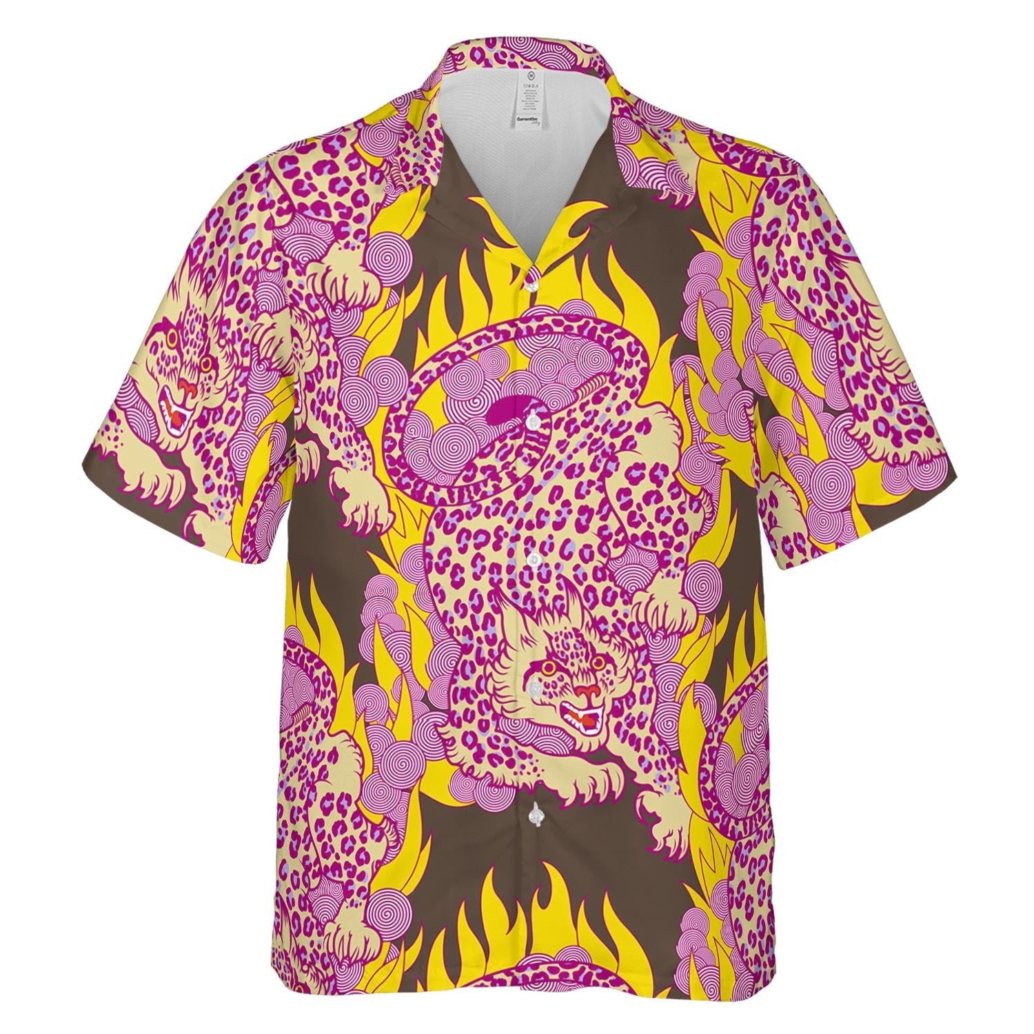 Hawaiian Camp Collar Short Sleeve Button-Down Shirt Jungle Warrior, Abstract 3D Hawaiian Shirts