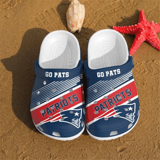 New England Patriots Logo Go Pats Crocss Classic Clogs Shoes In Navy Ver285