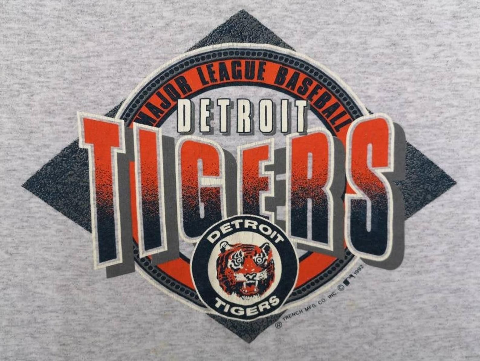 Vintage 1992 Detroit Tigers Paper Thin Triblend T-Shirt Made In Usa By Trench