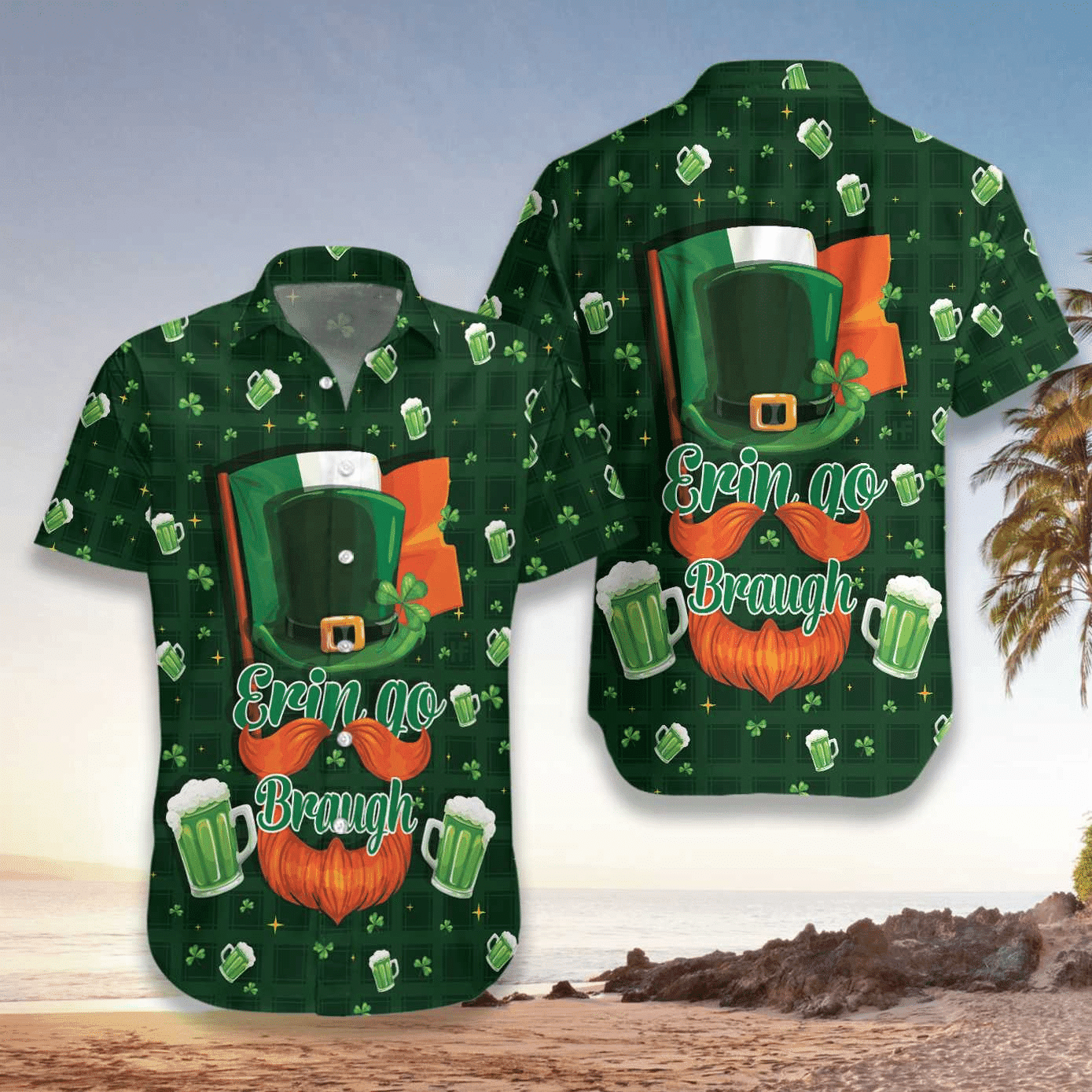 Forever Beer And Green Seamless Ireland St Patrick’S Day Hawaiian Shirt