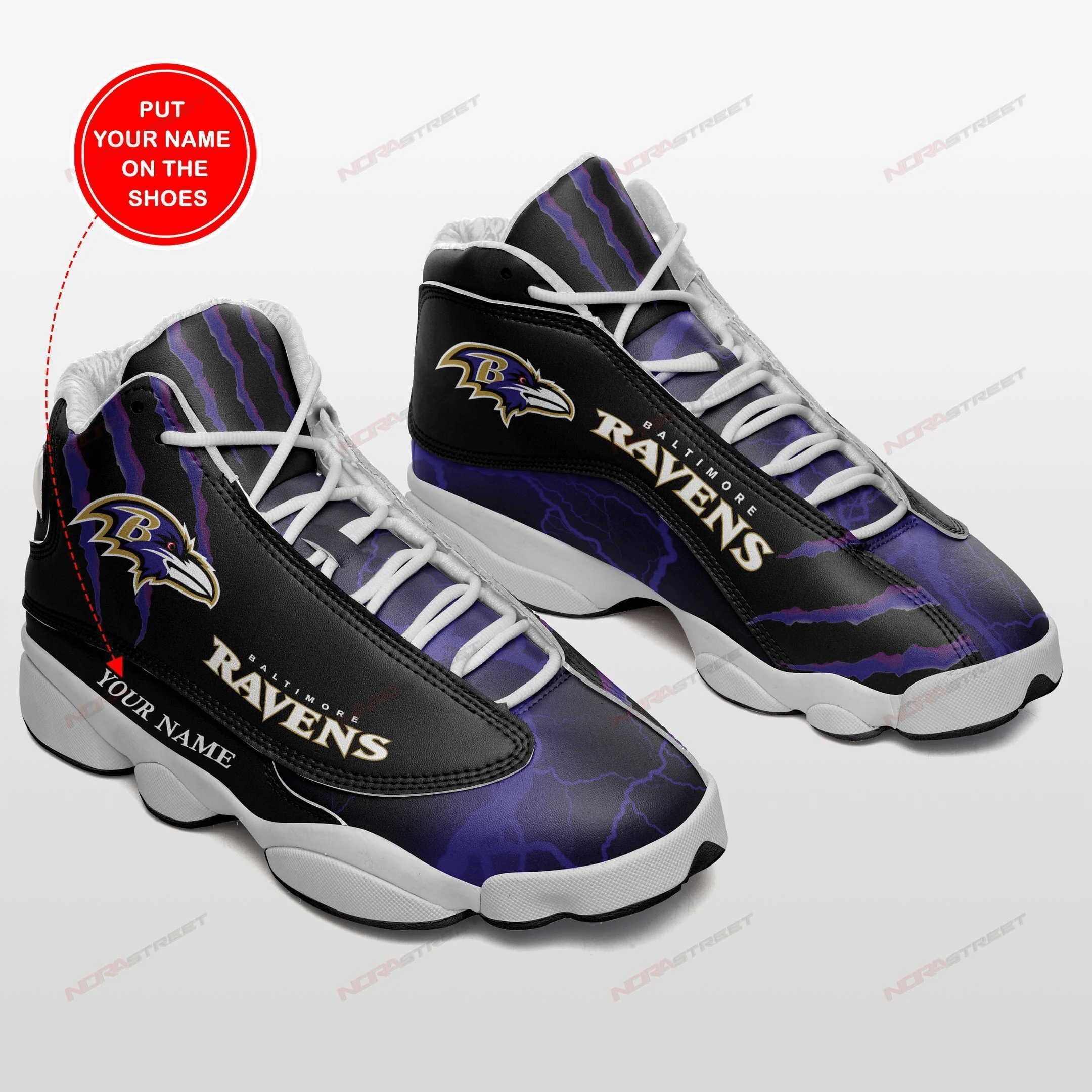 Personalized Baltimore Ravens Football Air Jordan 13 Sneakers JD13 V1932