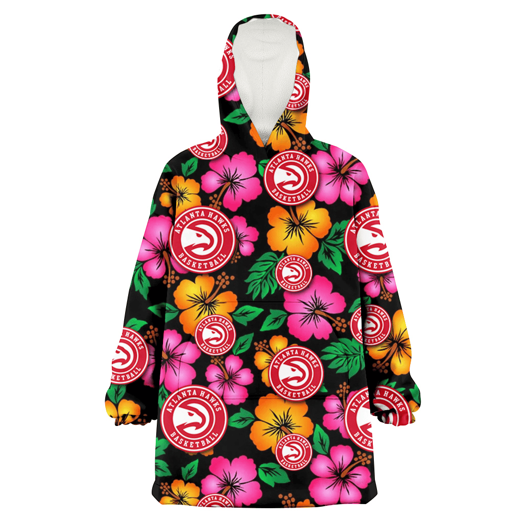 Atlanta Hawks Pink Orange Black Background 3D Printed Hoodie Blanket Snug Hoodie