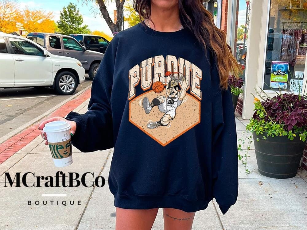 Retro Vintage Distressed Purdue Basketball Unisex Heavy Blend Crewneck Sweatshirt, White Lie Shirts, Fall shirts, Family Christmas Shirts, Vintage Style Shirt