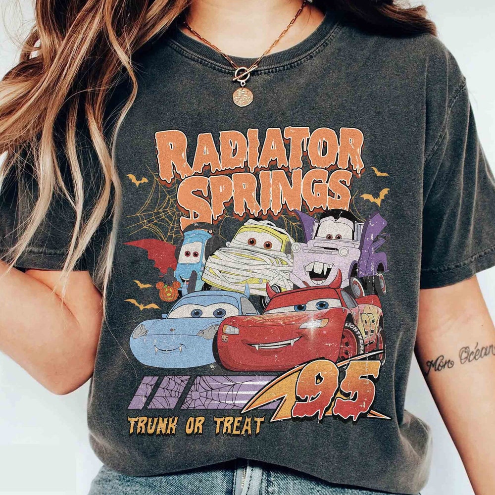 Retro Radiator Springs Cars Movie Halloween Shirt, Lightning McQueen Halloween Shirt, Disney Halloween Trip, Halloween Party, Halloween Gift x By Santacruzshirt Fashion