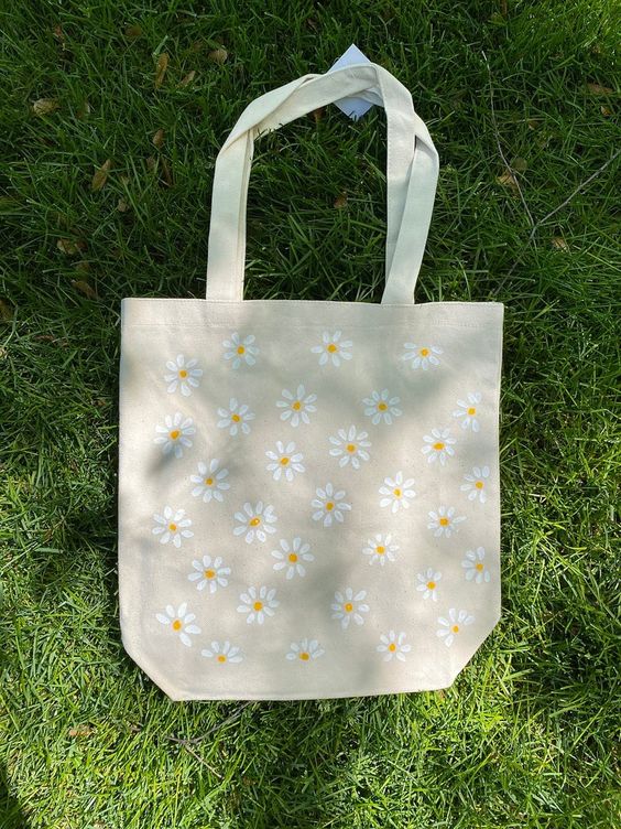 Daisy Tote Bag, Canvas Tote Bags, Tote Bag Design, Tote Bag Idea