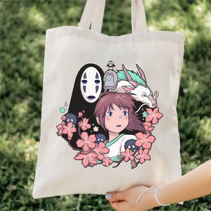 Spirited Away Inspired Cotton Canvas Tote Bag, Best Tote Bags Ideas, Cute Tote Bags Ideas, Tote Bag Design Ideas, Girls Tote Bag, Best Canvas Tote Bags Ideas