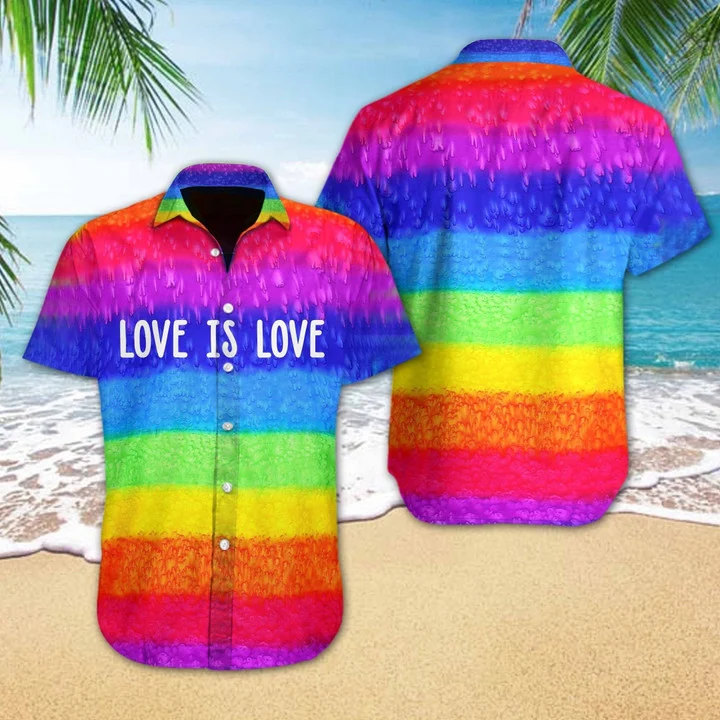 Vivid Lgbt Love Is Love Hawaiian Shirt, Summer Hawaii Shirt