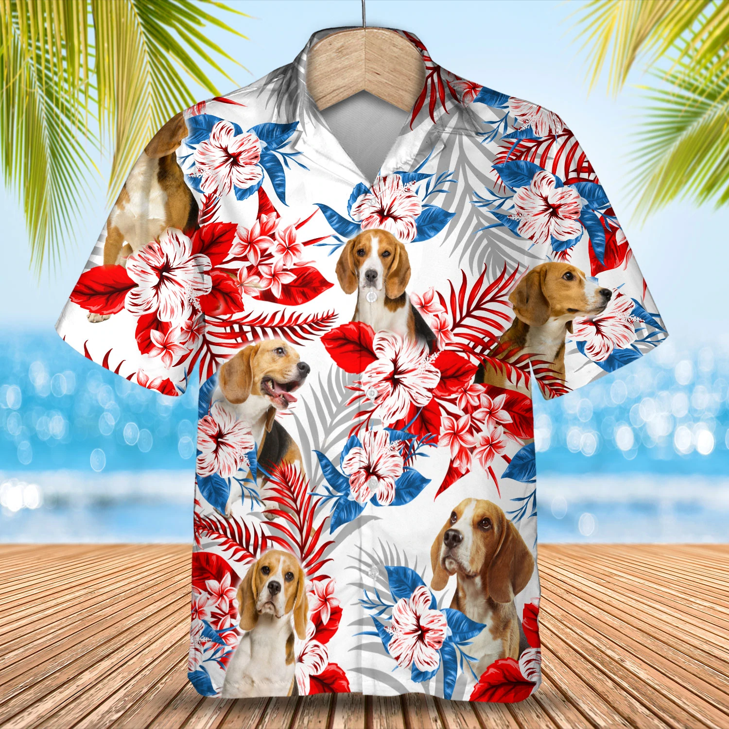 Dog Beagle Flower Hawaiian Shirt, Summer Aloha Shirt, Men Hawaiian Shirt, Women Hawaiian Shirt