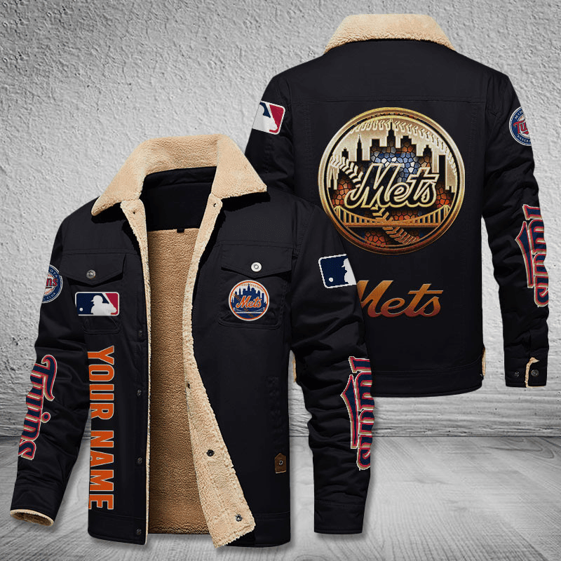 New York Mets Unisex Custom Name Stand Collar Jacket