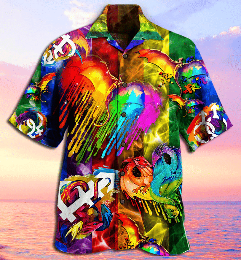 3D Colorful Dragon Lgbt Pattern Hawaiian Shirt