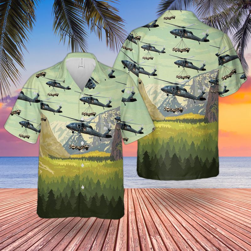 Us Army 101St Airborne Division Sikorsky Uh-60 Black Hawk Hawaiian Shirt