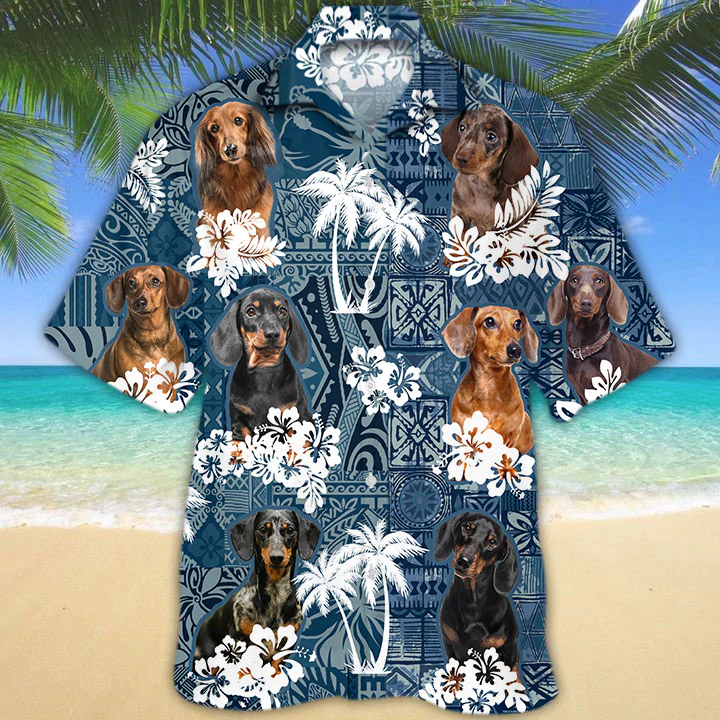 Dachshund Hawaiian Shirt, Flowers Aloha Shirt For Dog Lovers, Hawaiian Shirts For Men, Women