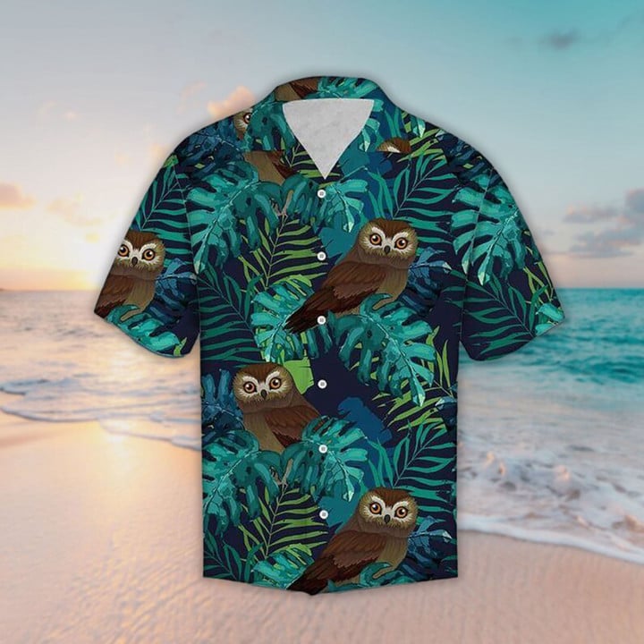 Owl Hawaiian Shirt, Aloha Hawaiian Shirts, Short Sleeve Hawaiian Shirt For Unisex, Haiwaiian Shirt