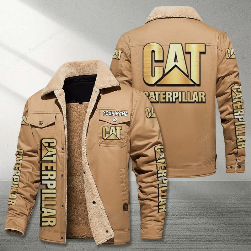 Caterpillar Inc Brown Custom Name Stand Collar Jacket